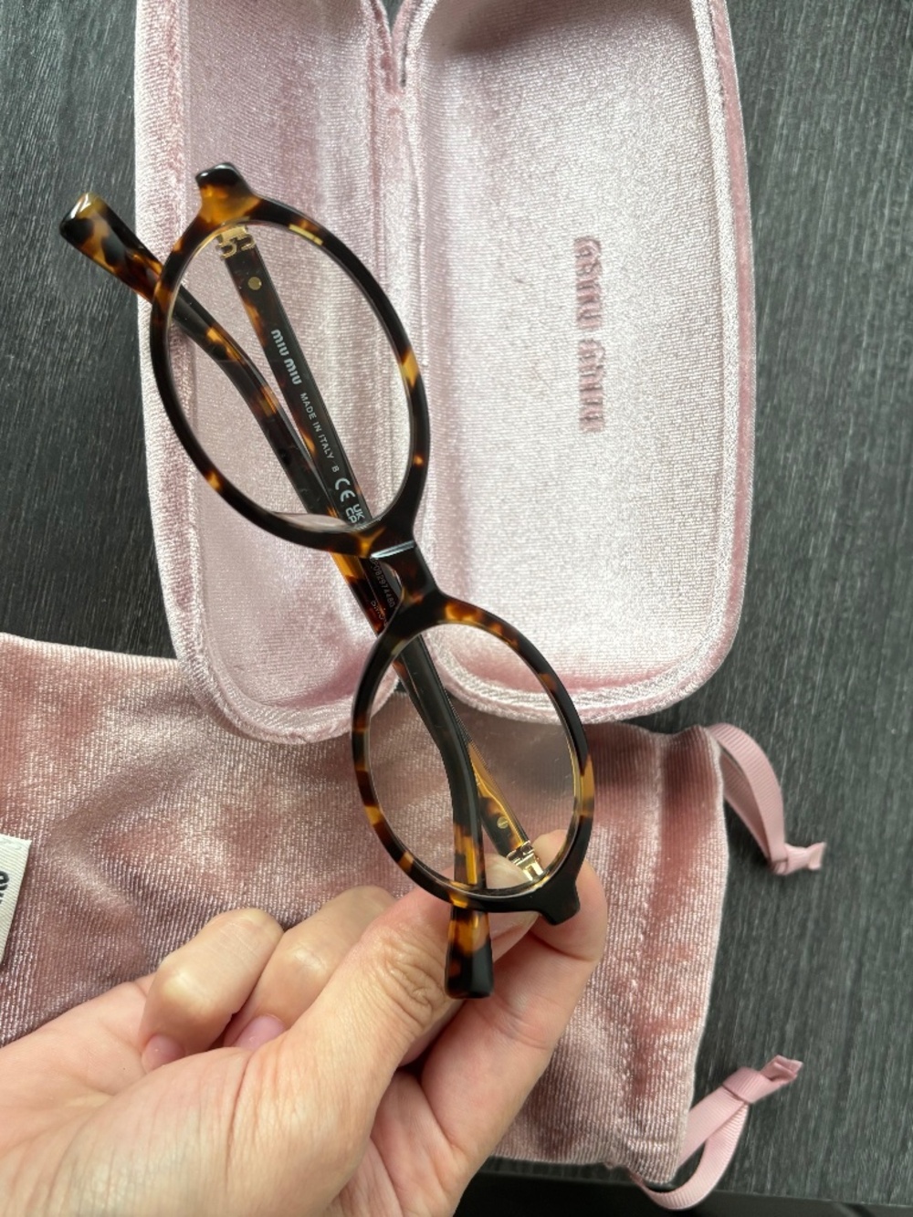 Miu Miu MU 03VV Round Tortoise Shell Acetate Eyeglasses Women Full Rim